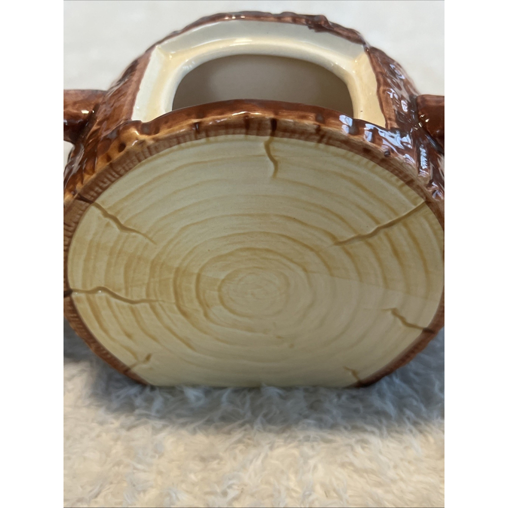 Fitz & Floyd 1993 The Sugar Pine Ceramic Log Cabin Sugar Bowl | Rustic Lodge - Picture 13 of 16